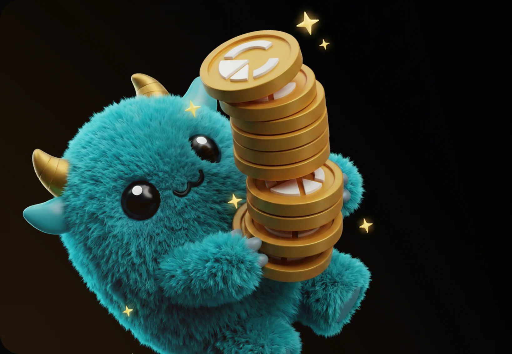 Canborsa mascot holding reward coins